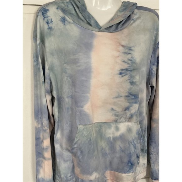 WallFlower Hoodie Top tie-dye Large Stretchy Blue Purple Pink Lightweight - Picture 2 of 5